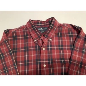 Ralph Lauren Blake Long Sleeve Button Up Red Plaid Shirt XL Pony Logo - Picture 1 of 9