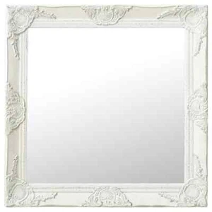NNEVL Wall Mirror Baroque Style 60x60 cm White - Picture 1 of 5