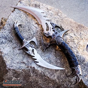 2pc  MEDIEVAL KARAMBIT CLAW Knife Twin Set FIXED BLADE DAGGERS Sheath Included - Picture 1 of 7