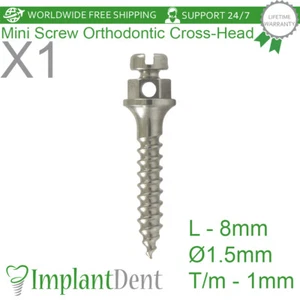 1x Dental Titanium Cross Head Ortho Mini-Screw 8mm Self Drilling Fixture - Picture 1 of 4
