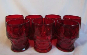 VIKING GLASS RED GEORGIAN RED WATER TUMBLERS LOT OF 7 PCS - Picture 1 of 4