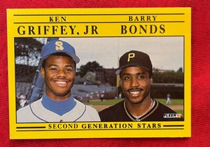 1990 Fleer 2nd Generation Stars Card KEN GRIFFEY JR/BARRY BONDS Mariners Pirat