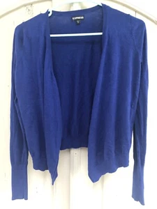 EXPRESS CARDIGAN PULLOVER Karriere Kleid Bluse blau 5% Kaschmir Frühling ~ XS Small - Bild 1 von 2