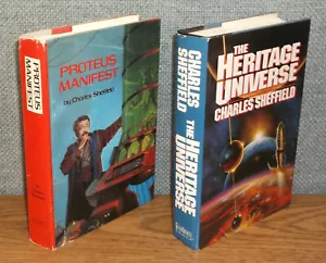 Lot Charles Sheffield PROTEUS MANIFEST 2in1 & THE HERITAGE UNIVERSE 3in1 HARDCOV - Imagen 1 de 5