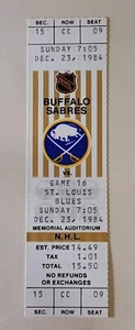 Biglietto BUFFALO SABRES vs St Louis Blues 23/12/1984 Memorial Aud NY completo inutilizzato - Foto 1 di 2