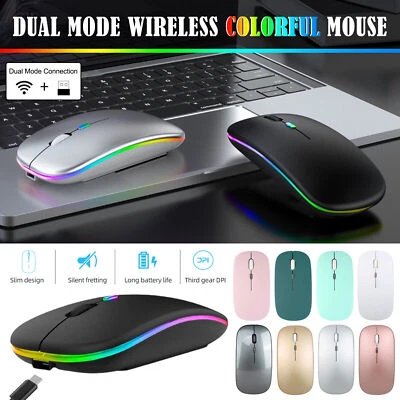 2.4GHz USB Wireless Slim RGB Optical Mouse Mice for Apple Mac Macbook Pro Air PC - Image 1 of 4