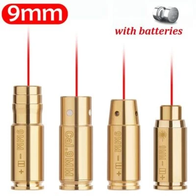 Red Dot Laser Brass Boresighter CAL 9mm Cartridge Bore Sight - Image 1 of 4