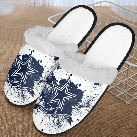 Dallas Cowboys Plush Slipper Soft Warm Fleece Slippers House Shoes Indoor Gift Cover