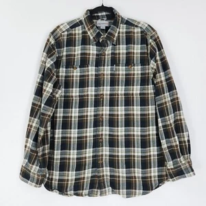 Camisa Carhartt Para Hombre Grande Marrón Negra Franela a Cuadros Manga Larga Botón Delantero - Imagen 1 de 10
