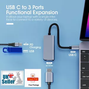 3 in 1 USB C High Speed 4k HDMI Desktop PC Laptop Adapter iMac iPad - Picture 1 of 8