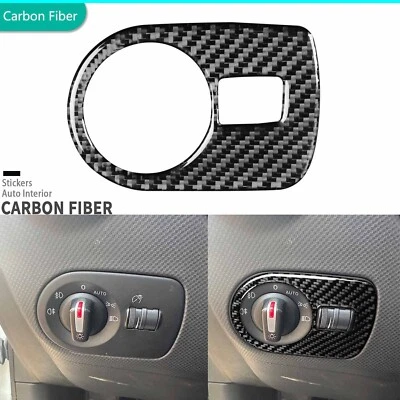 Cubierta de panel de interruptor de faros de fibra de carbono real para Seat Leon MK2 05-12 Foto 1 de 4