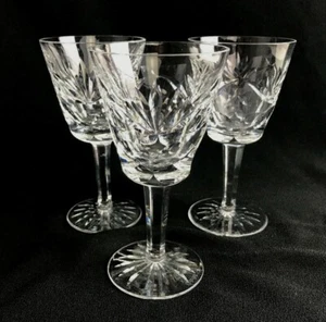 Set of 3 Waterford Ireland Ashling Crystal Cut Glass Claret Wine Glasses U30  - Picture 1 of 6
