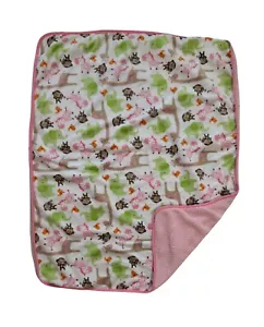 Carters Rosa Dschungel Jill Safari Tier Affe Zebra Giraffe Sherpa Babydecke - Bild 1 von 7