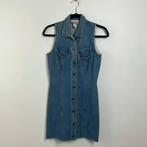 Mini abito vintage anni '90 Rampage in denim con bottoni - Foto 1 di 5