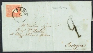 1861 Lombardy Venetia 5s Red PADOVA CDS b/s Green BOLOGNA CDS Expertised - Picture 1 of 2