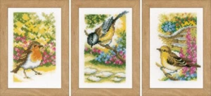 Diy Needlepoint Cross Stitch "Garden Birds". Embroidery Kit. Unprinted Сanvas - Picture 1 of 5