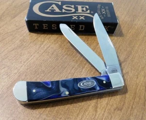 CASE XX New 70560 Ocean Blue Kirinite Handle 2 Blade Trapper Knife/Knives - Picture 1 of 1
