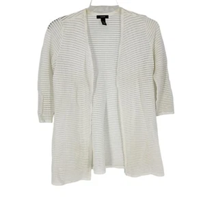 Alfani Open Front 3/4 Sleeve Striped Sheer Cardigan Rayon Blend Small - Picture 1 of 4