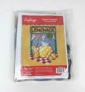 Herrschners Craftways August Banner Plastic Canvas Kit - Lemonade Stand - Picture 1 of 2
