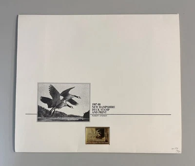 1987 New Hampshire Duck Stamp & Print w/Medallion Gov. Ed. by Robert Steiner - Image 1 of 4