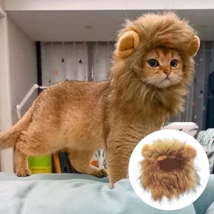 Cute Lion Mane Cat Wig Small Dog Cats Costume Lion Mane Wig Cap Hat for Cat Dogs - Picture 1 of 15