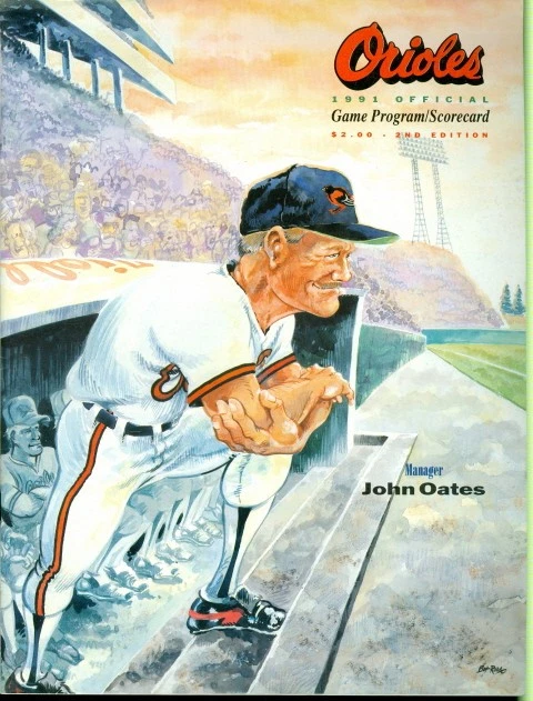 1993 Baltimore Orioles vs Boston Red Sox Program - John Oates Cover - Image 1 of 1