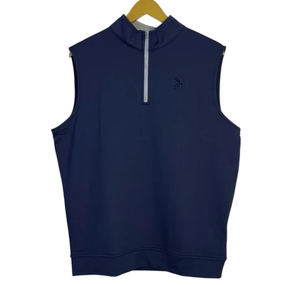 Chaleco Peter Millar Galway Lazo Elástico Terry Cuarto Cremallera Para Hombre Grande Corona Azul Foto 1 de 4