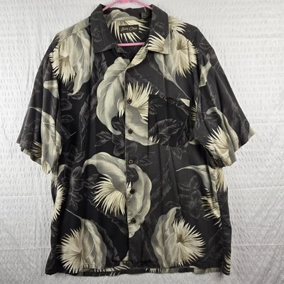 Мужская винтажная гавайская рубашка Bobby Chan из 100% шелка с цветочным узором с коротким рукавом размер L - Изображение 1 из 4