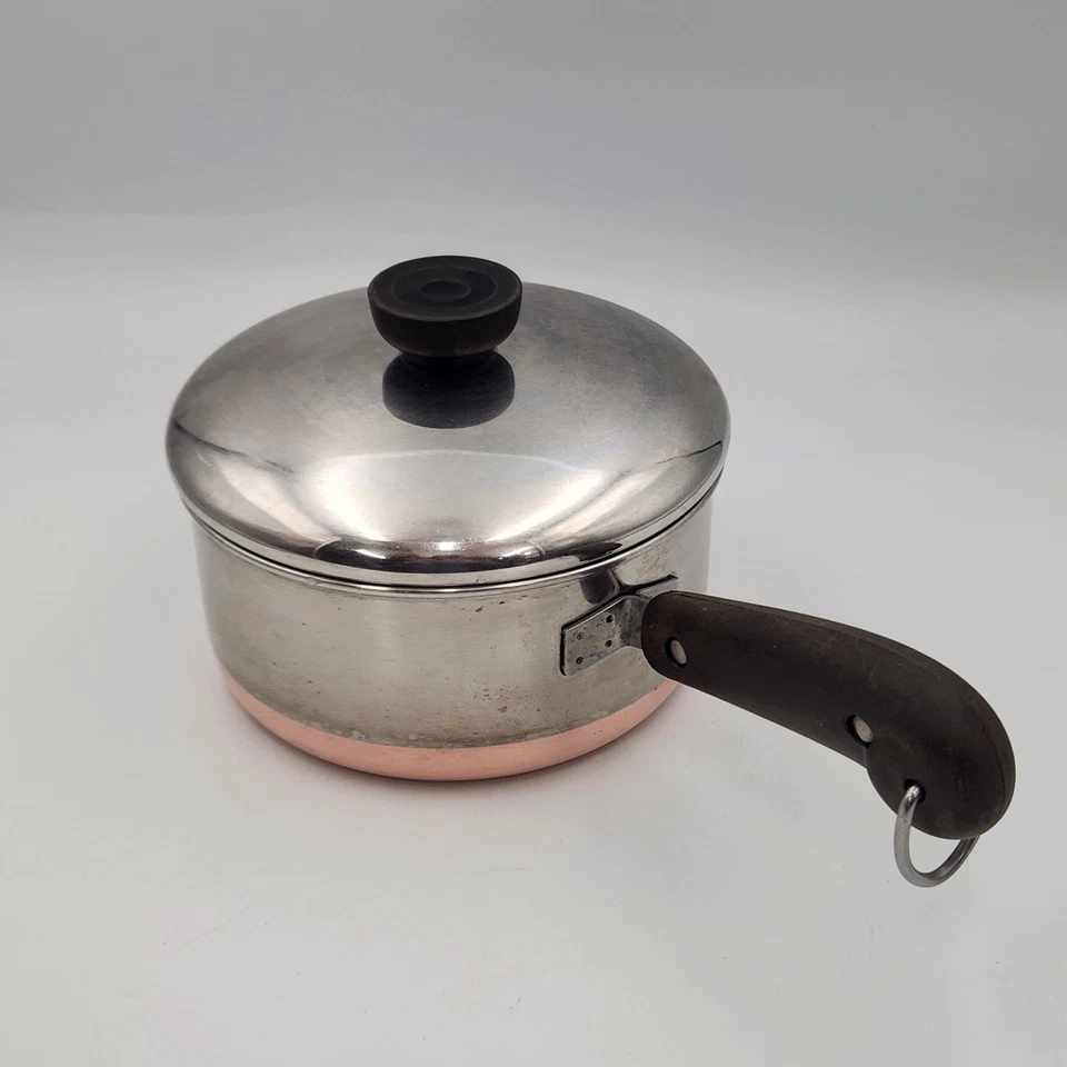 Vintage Revere Ware Saucepan 1 Quart Stainless Steel Copper Bottom 1801 USA - Image 1 of 4