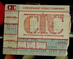 FLEETWOOD MAC - MIRAGE TOUR - SEPT 19, 1982 - JOE LOUIS ARENA DETROIT - TICKET - Picture 1 of 2