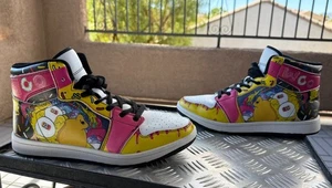 The Simpsons Pink Donuts Duff Bear Shoes High Tops SZ 10.5/11 MEN Rare Homer tv - Picture 1 of 14