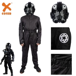 Costume cosplay pilota caccia cravatta imperiale Star Wars e casco uniforme Halloween - Foto 1 di 26