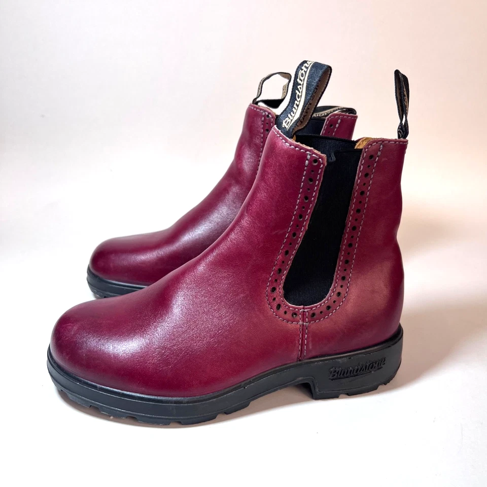 Blundstone Kids Series Leather Red Shiraz Chelsea Ankle Boots Size UK 2 / US 3 - Image 1 of 4