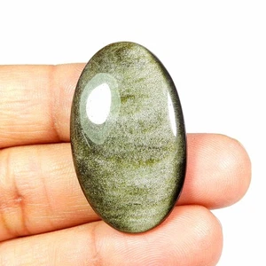 Piedra preciosa de obsidiana brillante natural brillo dorado forma ovalada 33 quilates #10985 - Imagen 1 de 6