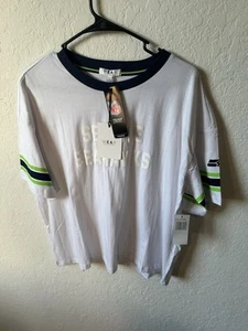 Women’s Large Seattle Seahawks WEAR By Erin Andrews Crop T-Shirt White New NWT - Picture 1 of 5