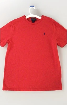 POLO RALPH LAUREN-Sz.L (14-16)-Boys T-Shirt-Red Crew Neck-Short Sleeve-Blue Pony - Image 1 of 4