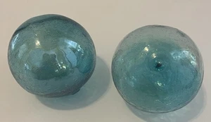 2 Aqua Blue HEXENKUGELN mundgeblasen Blasenglas 4 Zoll - Bild 1 von 5