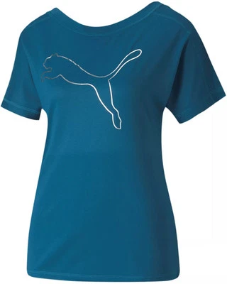 Camiseta Puma Favourite Gato Mujer Entrenamiento Top Azul Manga Corta Gimnasio Camiseta Foto 1 de 2