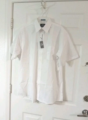 Camisa Stafford de tela ancha sin arrugas para hombre manga corta con botones talla 17 nueva con etiquetas Foto 1 de 4