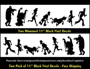 Scooby Doo Gang Dos Espejados 11" Negro Vinilo Calcomanías Vehículo Parachoques Puerta Maletero - Imagen 1 de 1