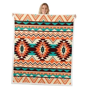 Western Throw Blanket Boho Aztec Plush Blanket Cowboy Cowgirl Queen Multi 26 - Picture 1 of 8