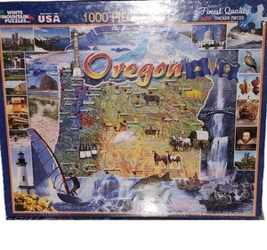 ❤️NEW White Mountain Puzzles OREGON The Beaver State 1000 Piece USA Mark Karvon - Picture 1 of 2