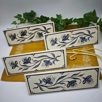 Bay Keramik 4x Set Luftbefeuchter Heizkörper Blau Weiß Blumenmotiv 60er WeeNTAGE - Bild 1 von 4