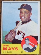 1963 TOPPS WILLIE MAYS BASEBALL CARD #300   VG-EX STAINING READ DESC  *YCC*