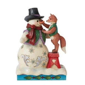 Jim Shore Construyendo Amistad Juntos - Muñeco de Nieve con Zorro 6011162 NUEVO para 2022 - Imagen 1 de 2