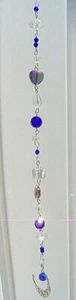 CRYSTAL MOON SUNCATCHER- BLUES-REAR VIEW MIRROR,-11"-HEARTS-HANDCRAFTED- # 943 - Picture 1 of 3