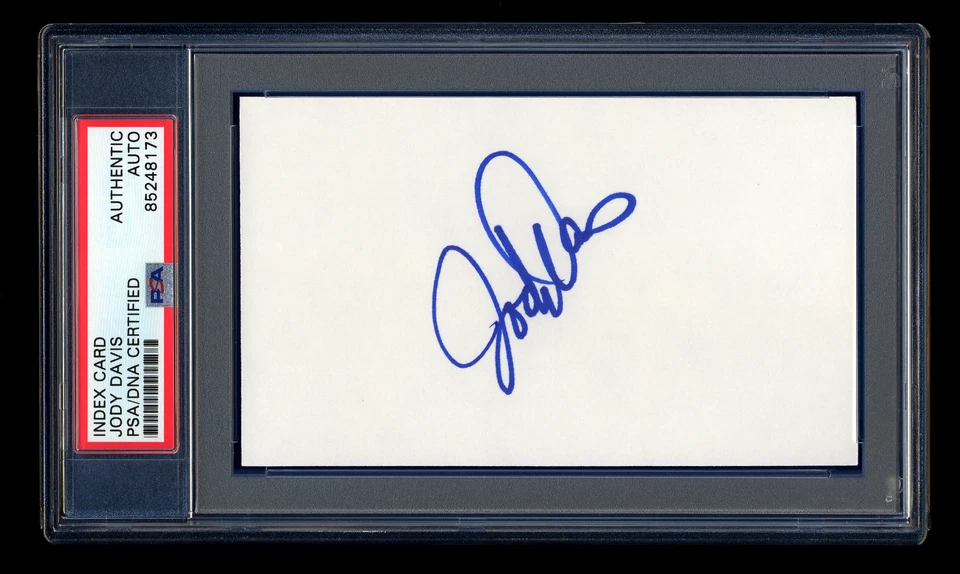 JODY DAVIS SIGNED MINT INDEX CARD PSA/DNA AUTOGRAPH CHICAGO CUBS 2 TIME ALL STAR - Image 1 of 1