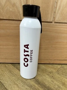 Costa Drinks Bottle White Recycled Aluminium Black Screw Lid Coffee Water 9.5” - Picture 1 of 10