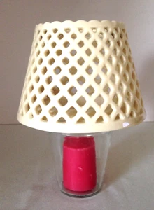French  Cottage Style Lattice Jar Candle Decorative Shade Home Interiors Ceramic - Picture 1 of 8