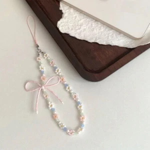 Cute Bow Beaded Phone Lanyard Simple Kawaii Earphones Case Backpack Decorati _yi - Zdjęcie 1 z 5